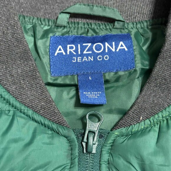 Arizona Jean Company Forest Green Quilted Puffer Jacket Full Zip Size Large NEW - Picture 11 of 12